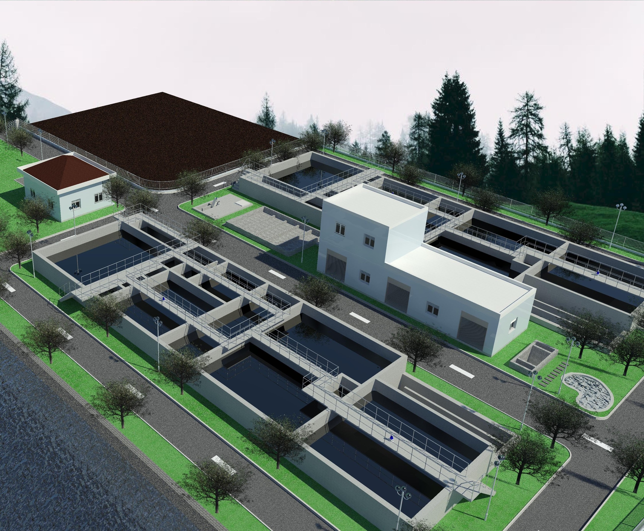 Phối cảnh tổng thể Trạm xử lý nước thải tập trung CCN Đoan Bái – Giai đoạn 1