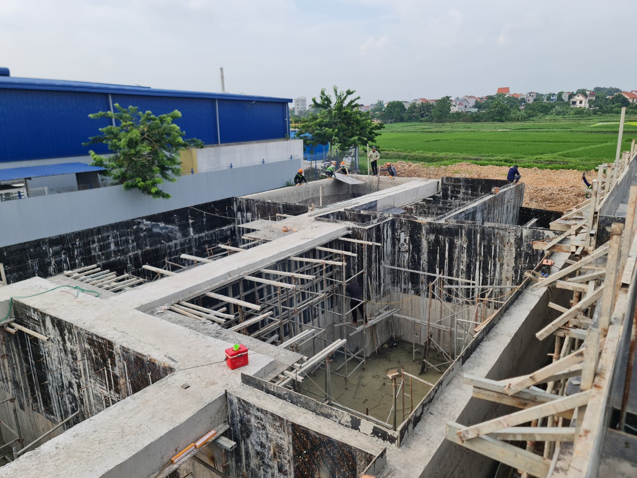 Cập nhật tiến độ xây dựng Trạm XLNT tập trung CCN Đoan Bái đến ngày 14/08/2023