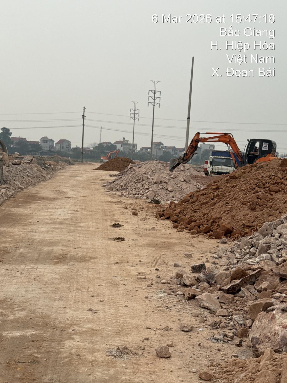 Thi công đường dự án Cụm CN Đoan Bái – Lương Phong 1